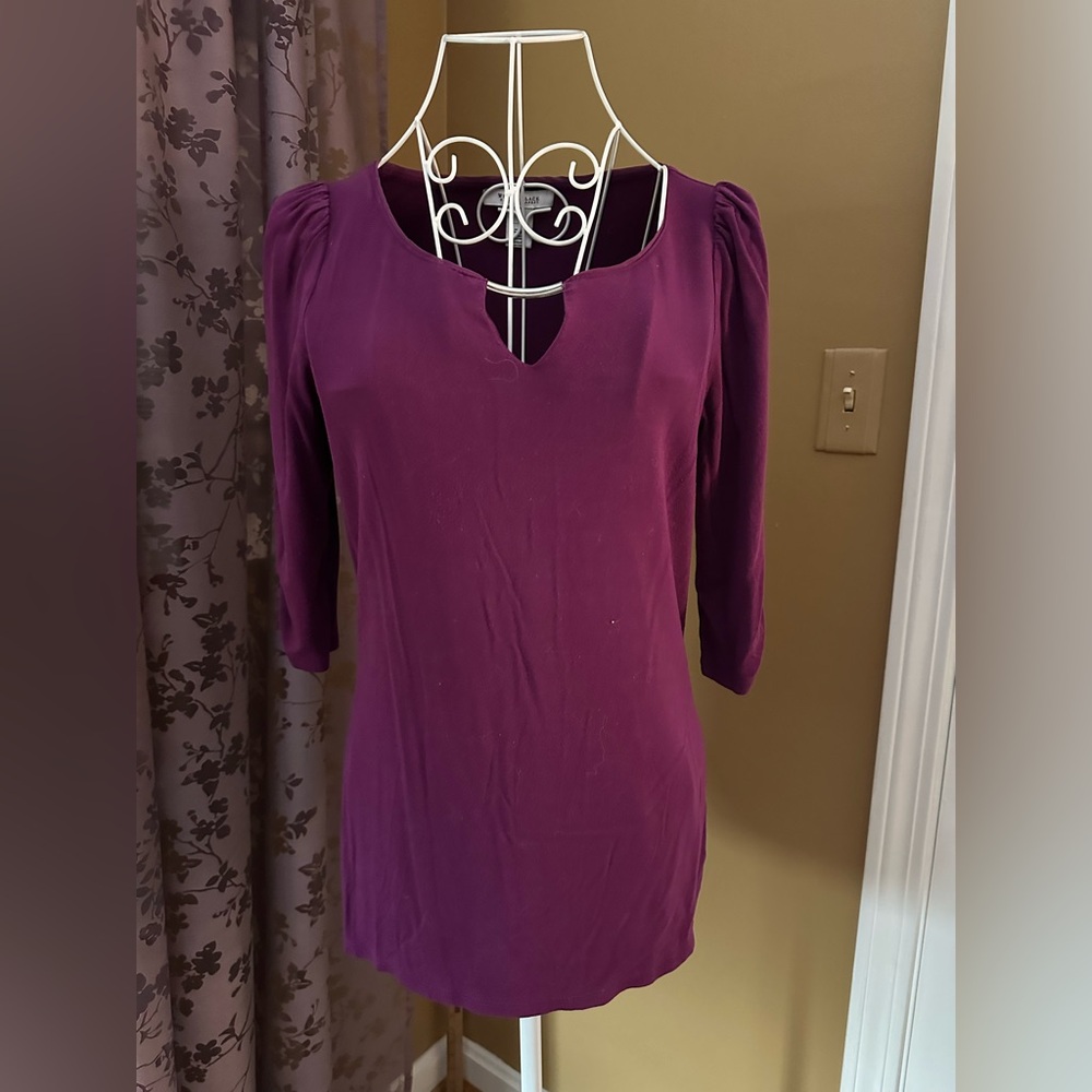 White House Black Market Plum Split-Neck Tunic